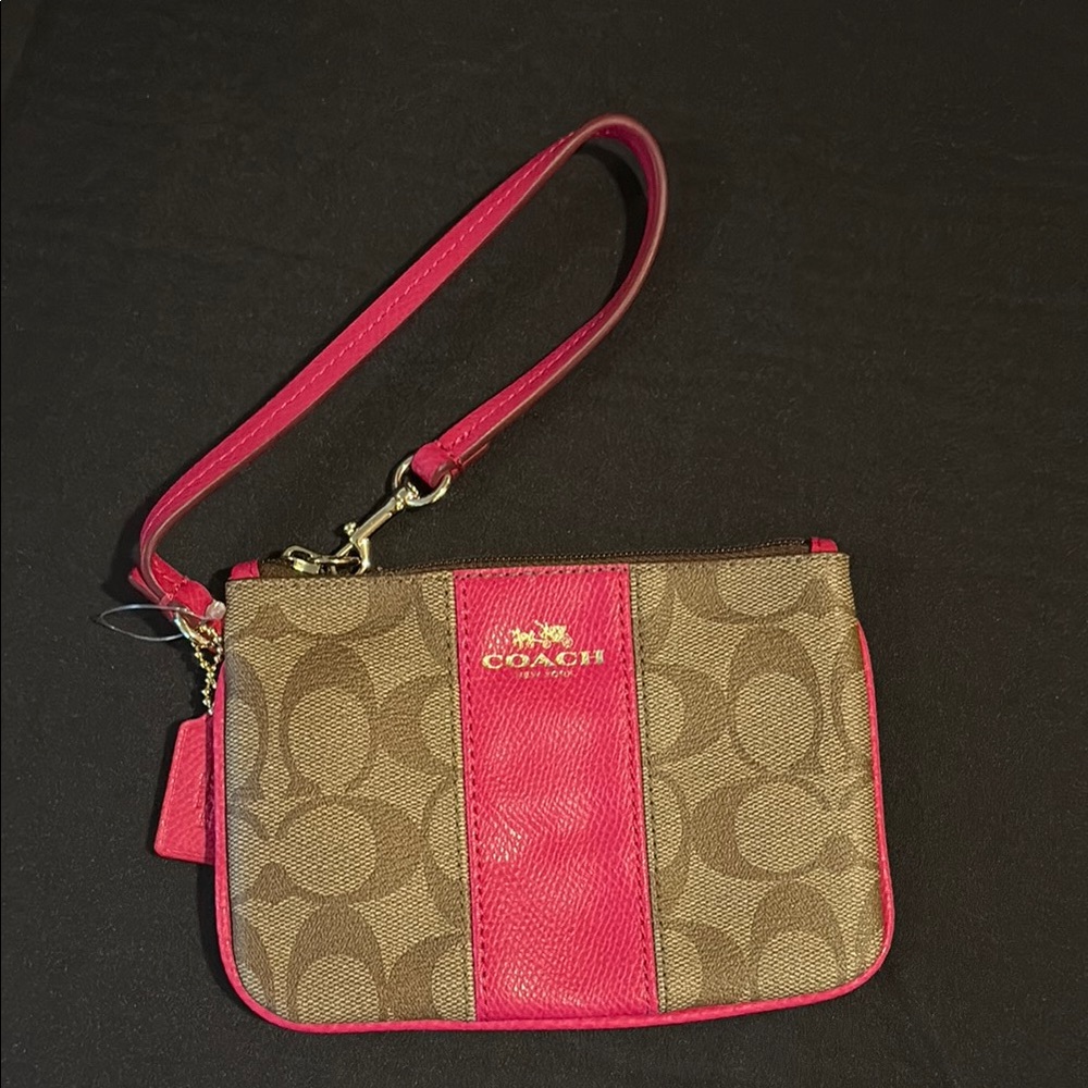 Coach Pink and Brown Signature Clutch